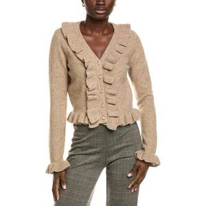 Endless Rose Womens  Ruffled V-Neck Wool-Blend Cardigan, Brown